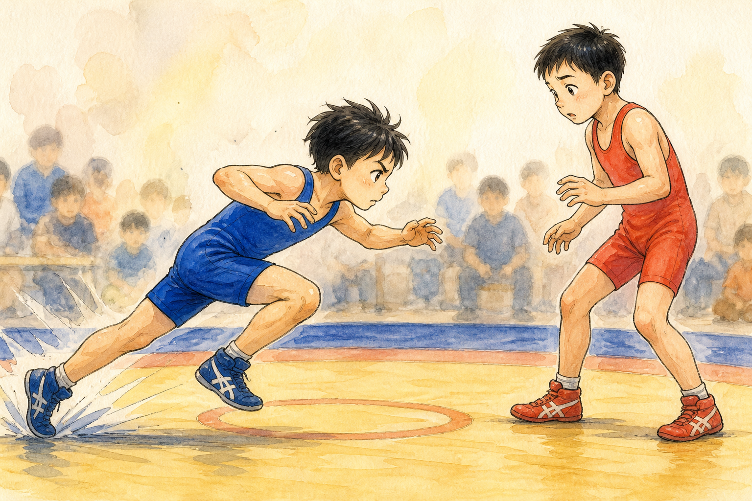笛と同時に飛び出す子と、まだ動けずにいる子